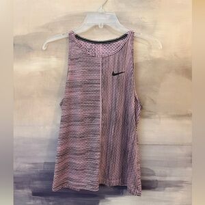 Nike Dri Fit Women's Black and Pink Striped Athletic Tank Top